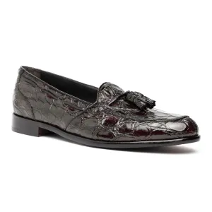 11-582-NIC FRANCO Crocodile Tassel Loafer, Nicotine