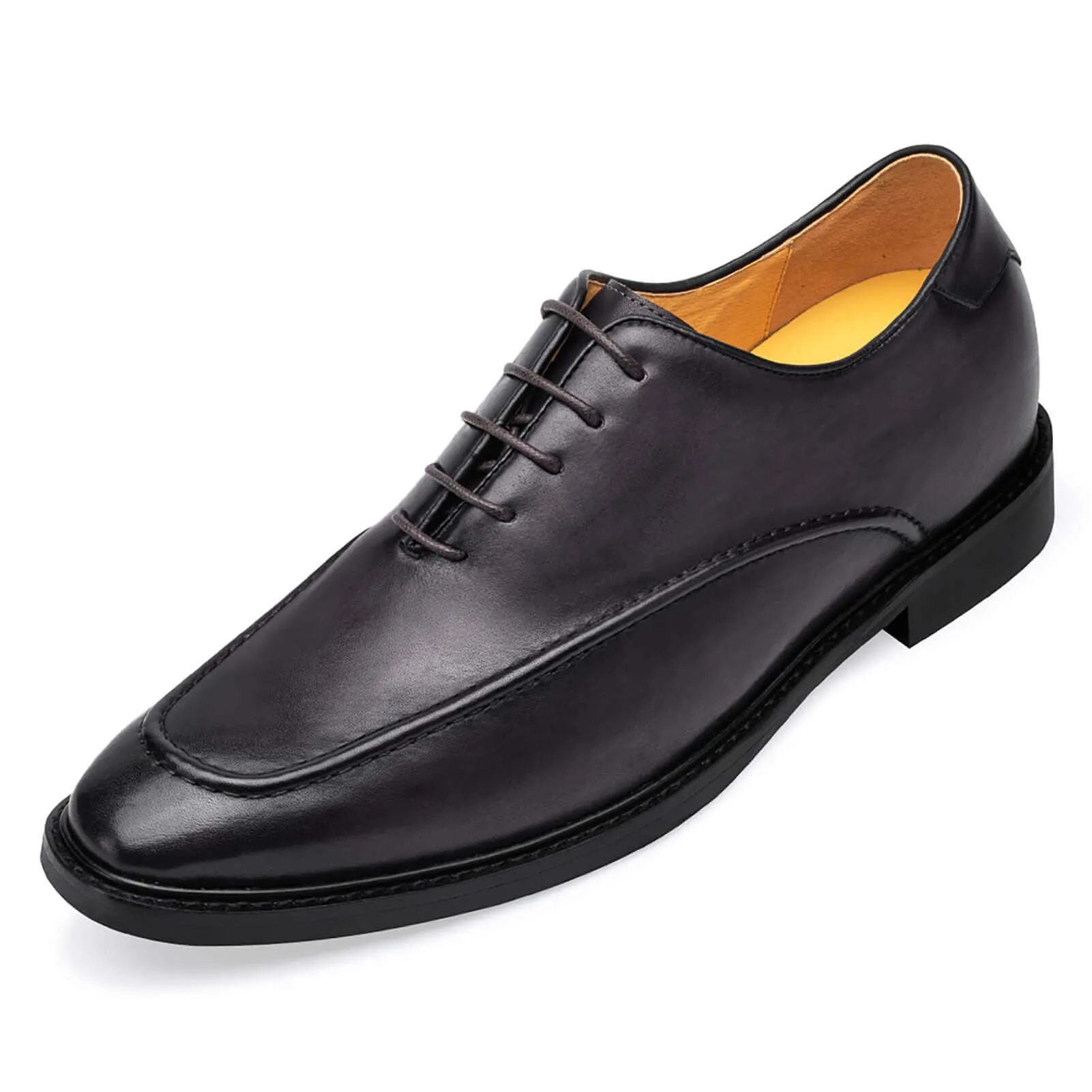 7CM / 2.76 Inches - CMR CHAMARIPA Dress Elevator Shoes - Dark Purple Hidden Heel Shoes For Men - Handcrafted Patina Leather Oxfords