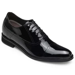 8CM / 3.15 Inches - CMR CHAMARIPA Dress Elevator Shoes Tall Men Shoes Black Patent Leather Oxfords