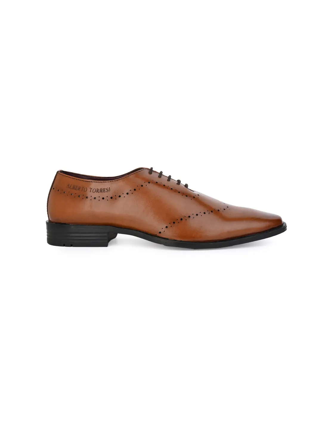 Alberto Torresi Tan Laser Cut Laceup Formal Shoes