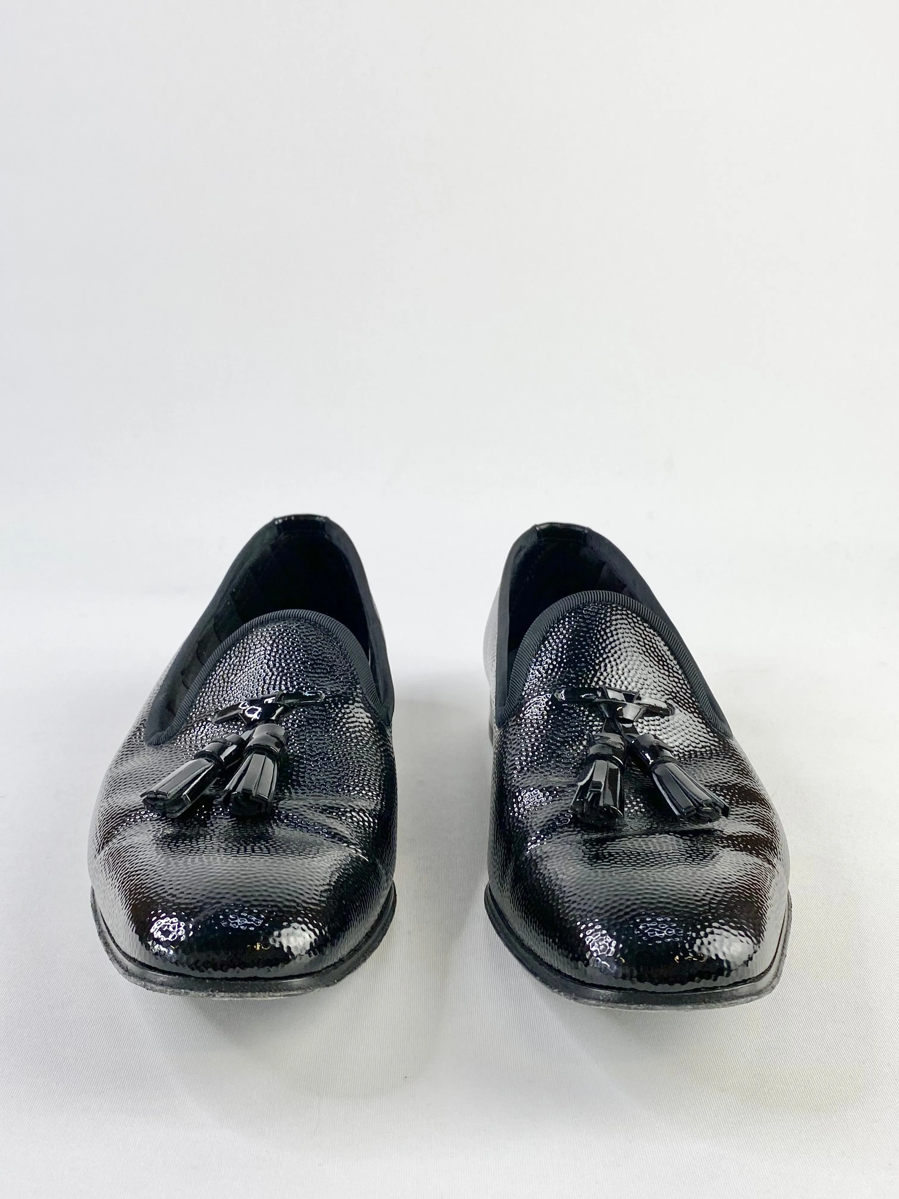 Bally Black Patent Leather Tassel Loafers - USA7