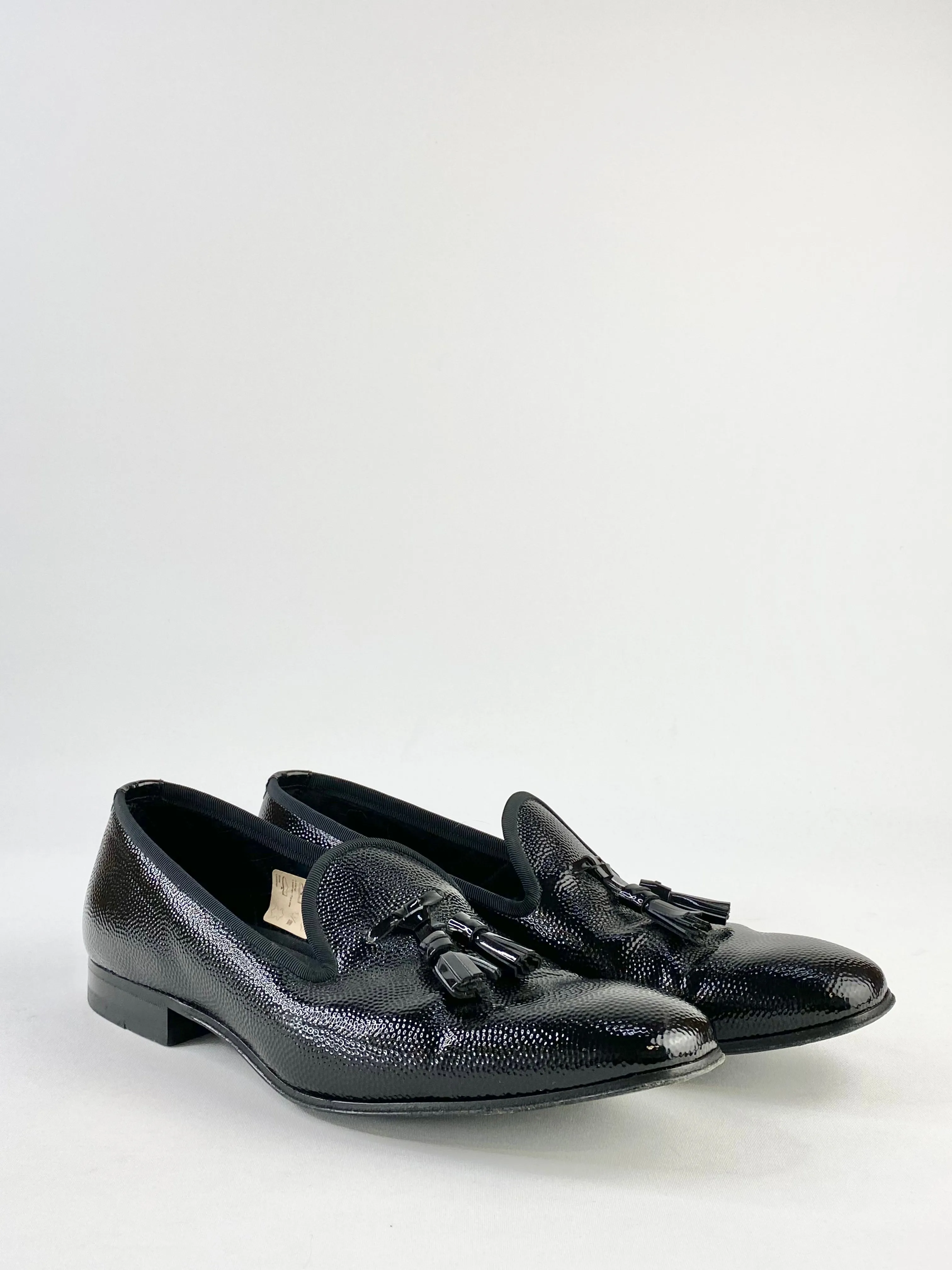 Bally Black Patent Leather Tassel Loafers - USA7