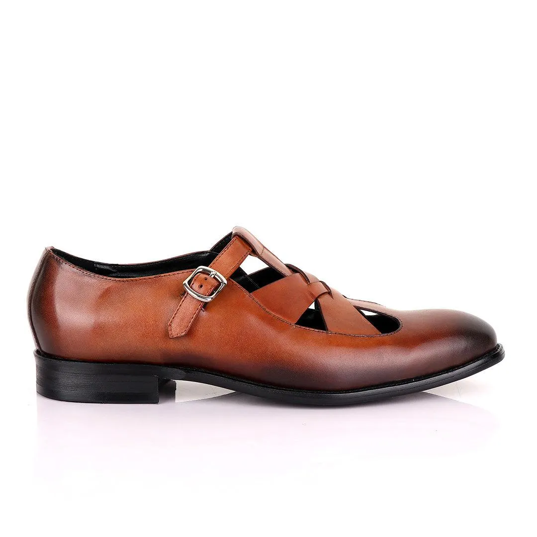 Berluti Leather Buckle shoes-Brown