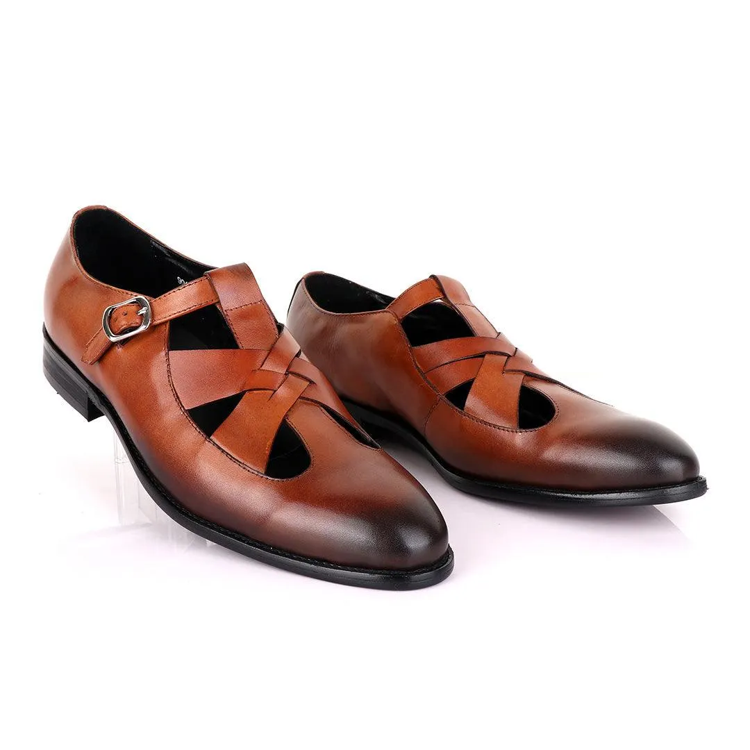 Berluti Leather Buckle shoes-Brown