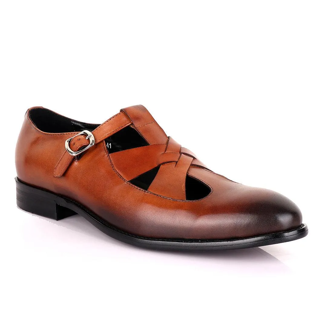 Berluti Leather Buckle shoes-Brown