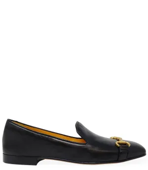 Black Leather Square Toe Loafer