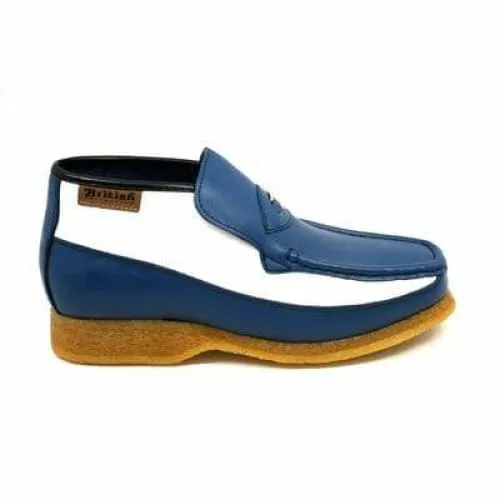 British Walkers Checkers Men's Blue and White Leather Slip Ons