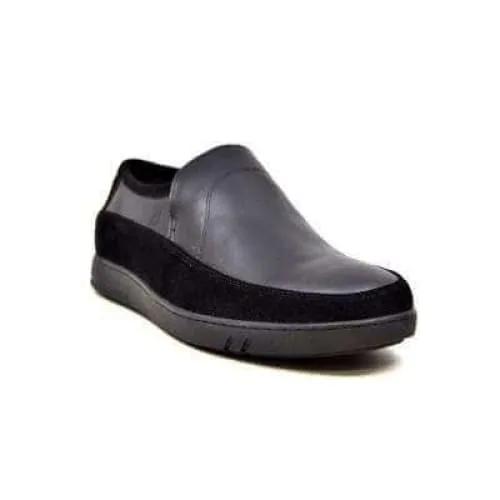 British Walkers Norwich Bally Style Men's Black Suede and Leather Slip Ons