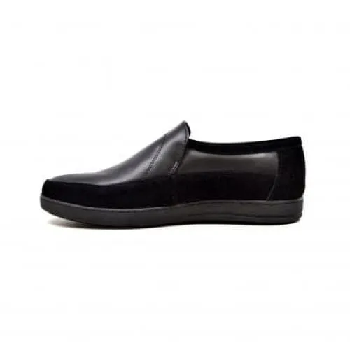 British Walkers Norwich Bally Style Men's Black Suede and Leather Slip Ons