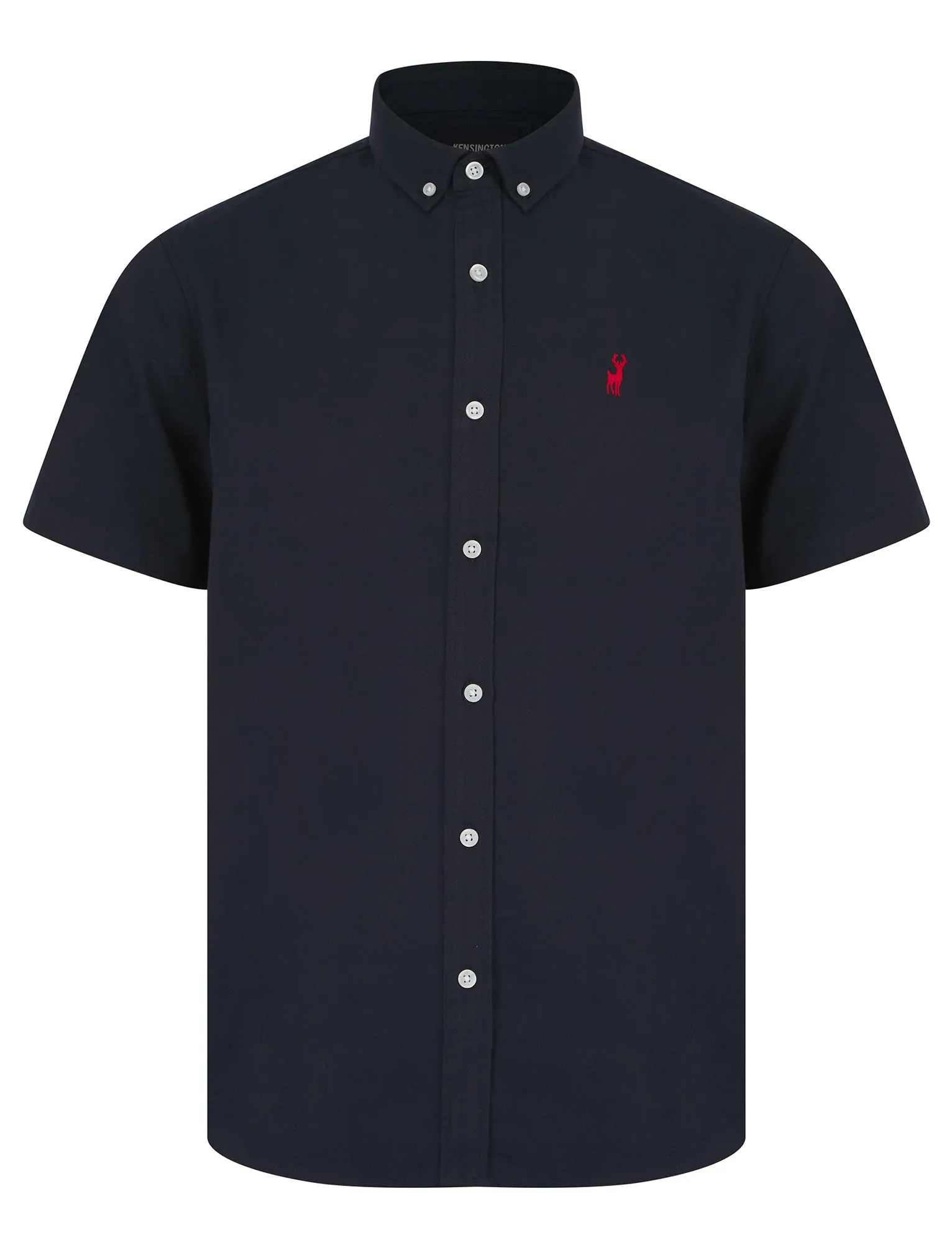 Buster Short Sleeve Cotton Twill Shirt in Sky Captain Navy - Kensington Eastside