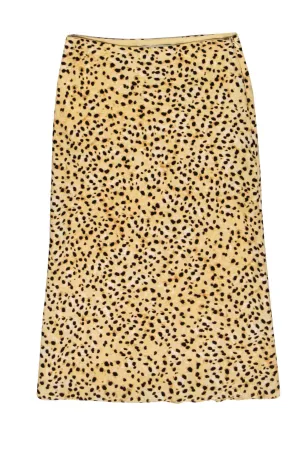 Cupcakes & Cashmere - Tan Cheetah Print Midi Slip Skirt Sz 2