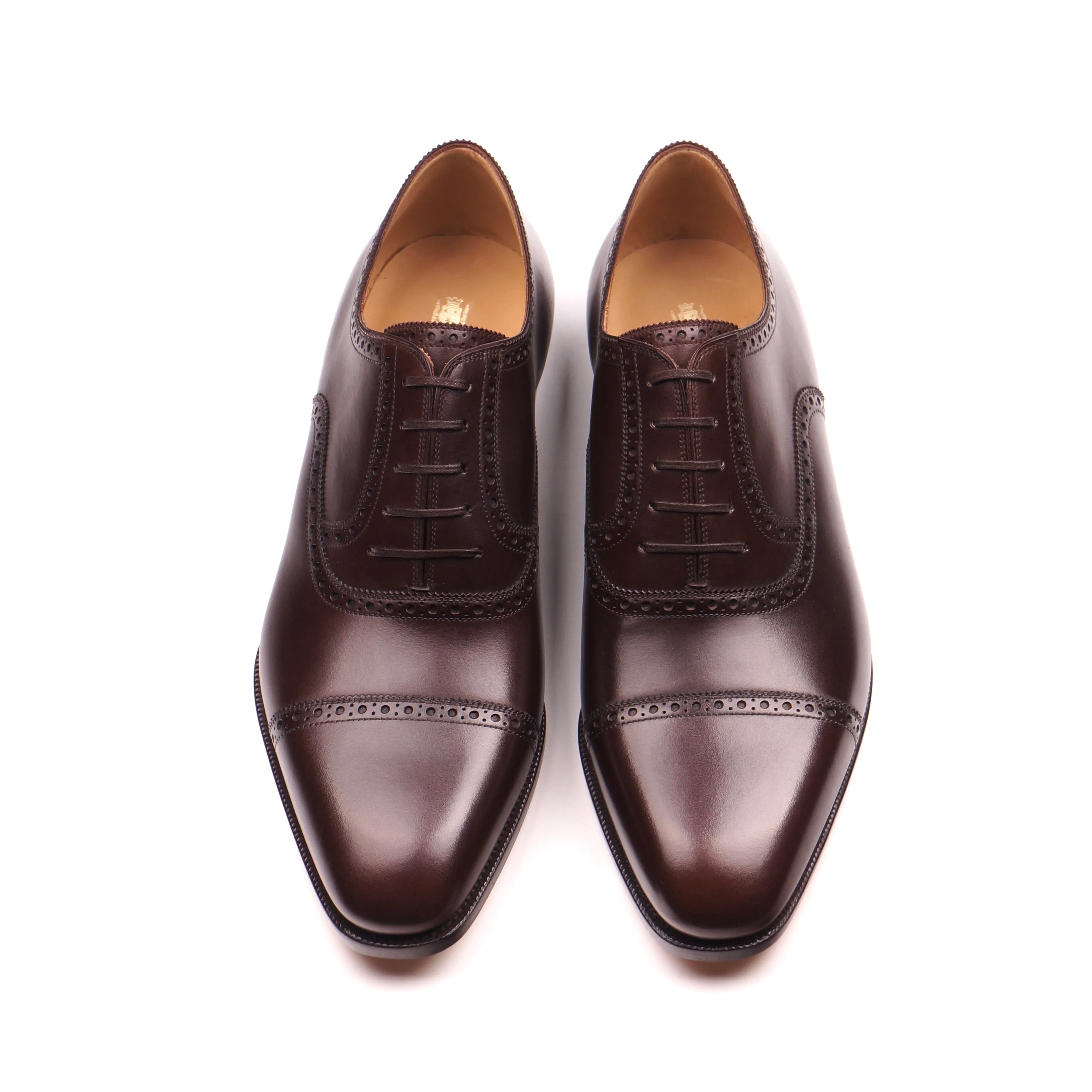 Dark Brown Calf Cap Toe Brogue Oxfords