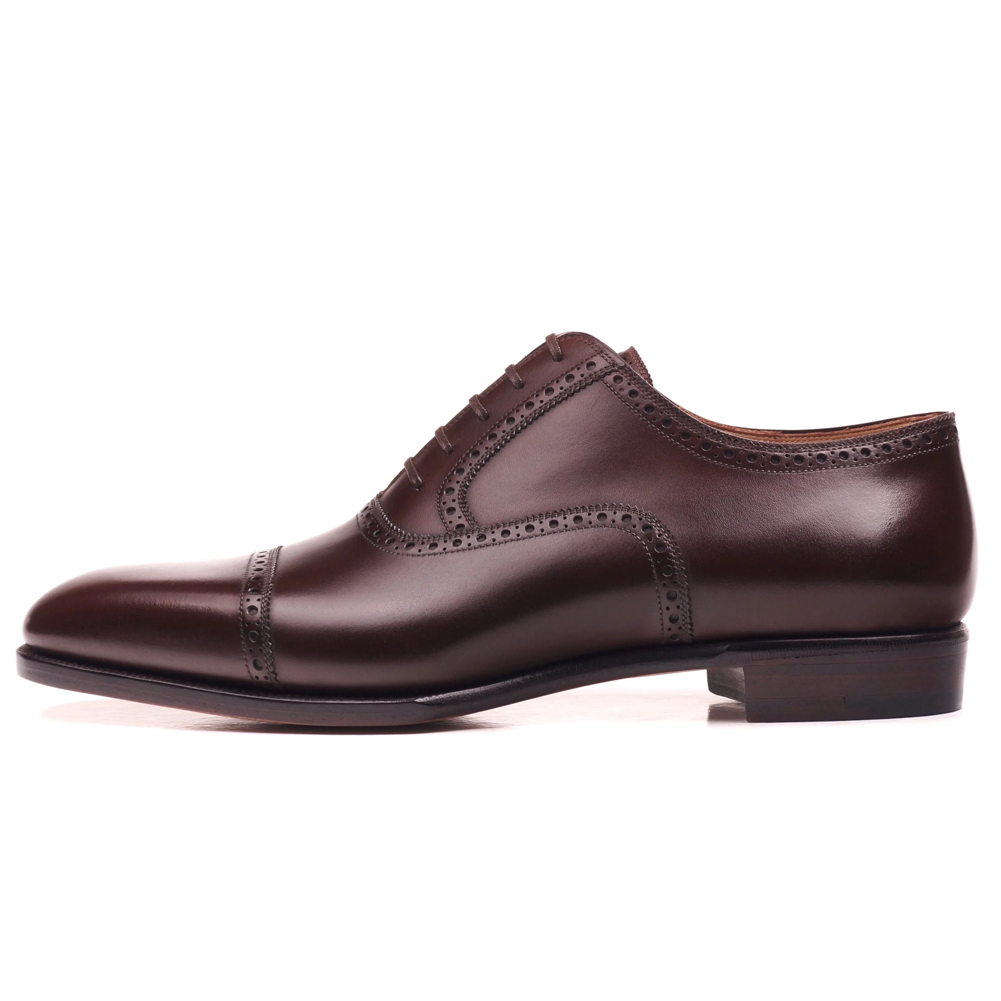 Dark Brown Calf Cap Toe Brogue Oxfords