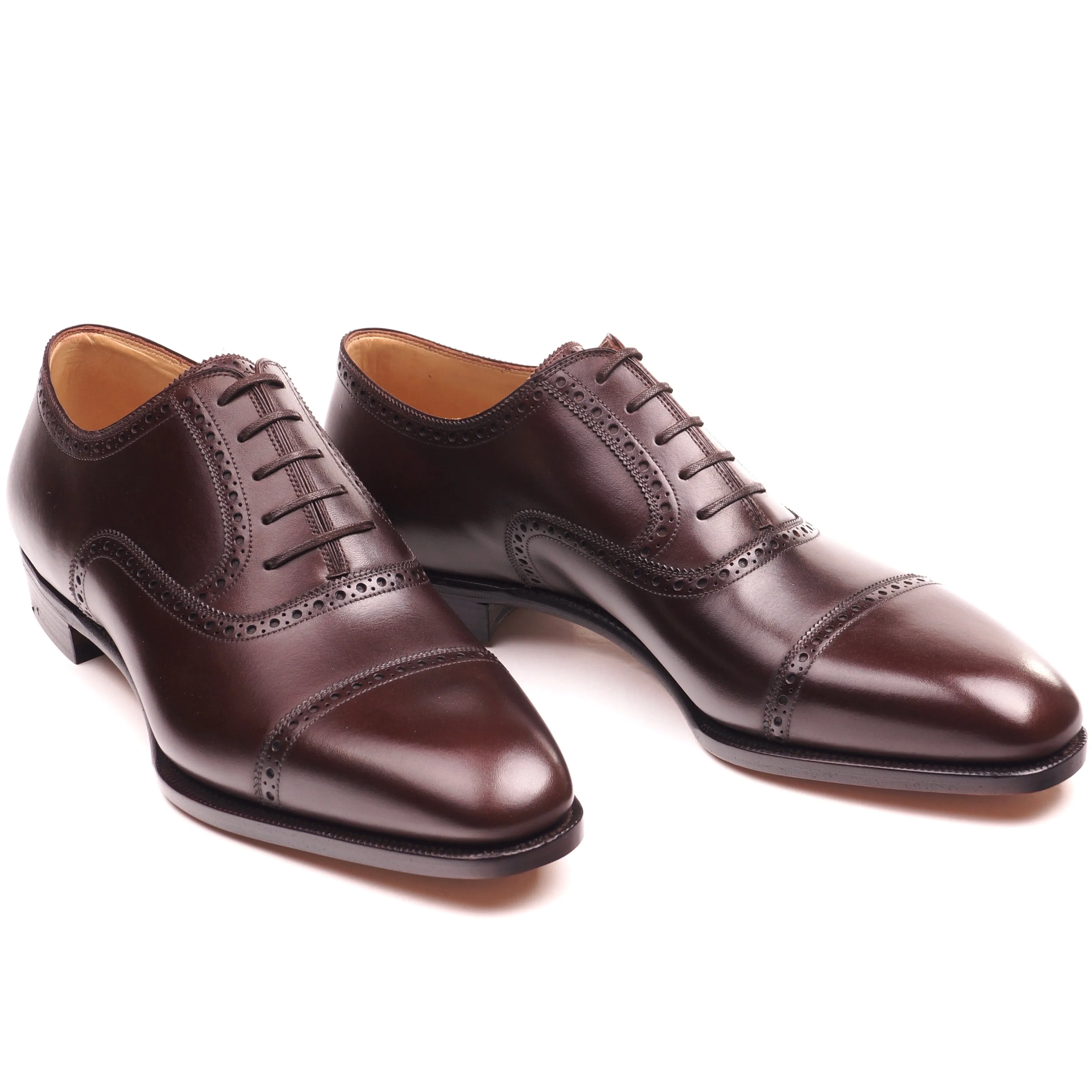 Dark Brown Calf Cap Toe Brogue Oxfords