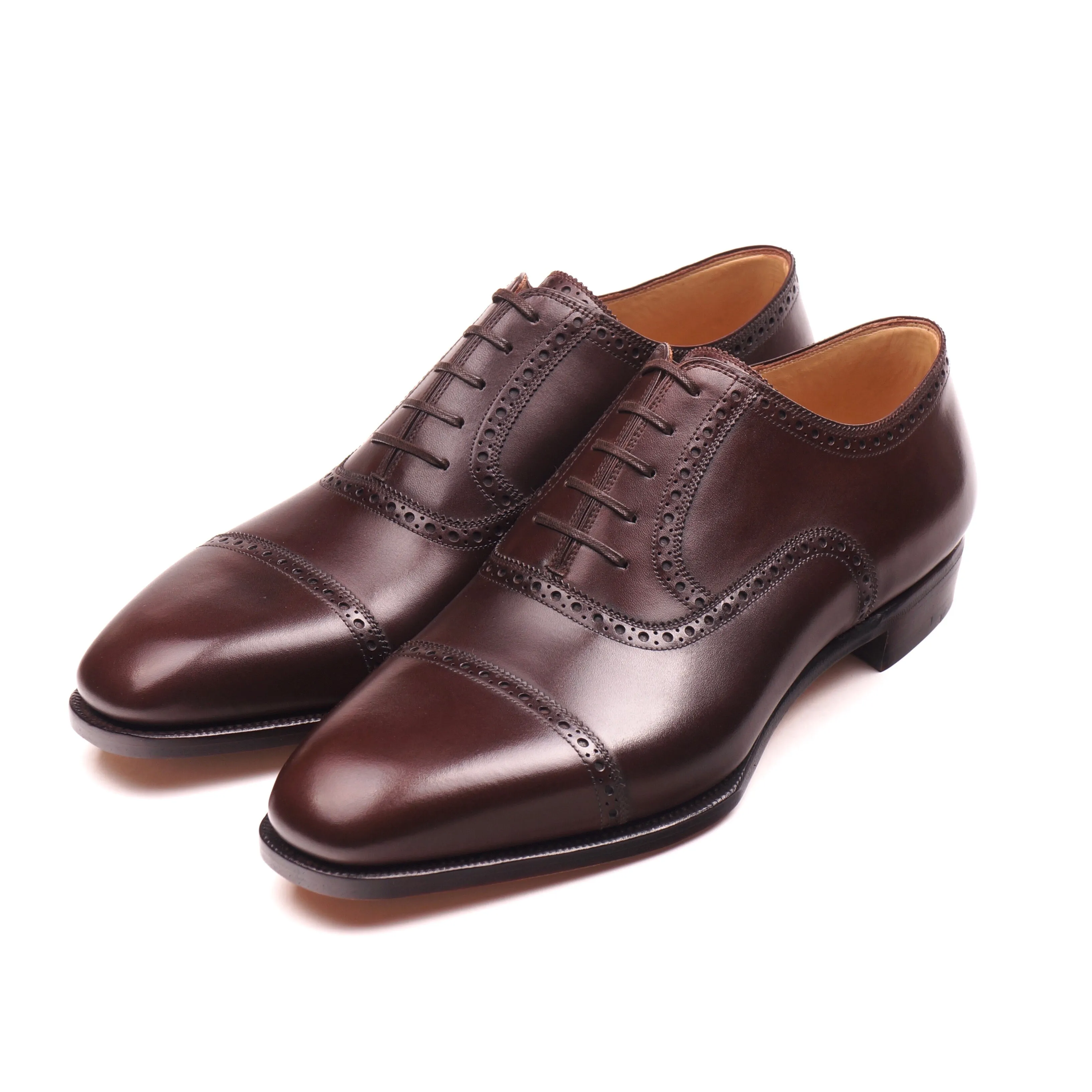 Dark Brown Calf Cap Toe Brogue Oxfords