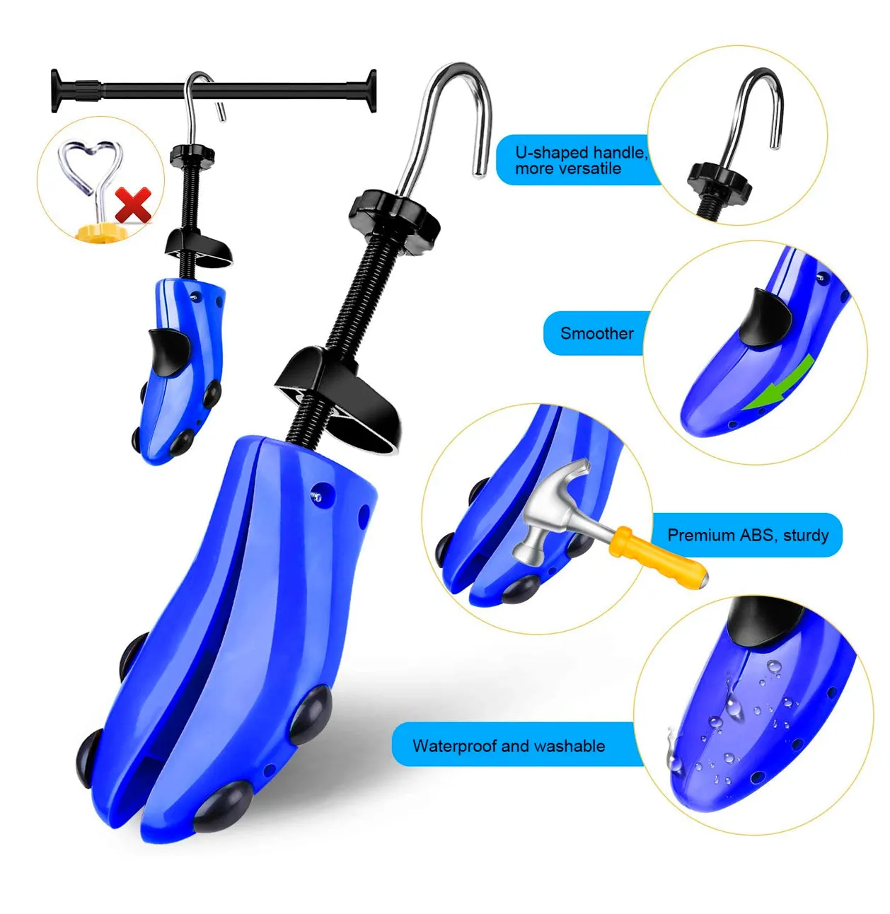 Eachway Shoe Stretcher Shoe Trees,Adjustable Length & Width for Men and Women (Color Blue)