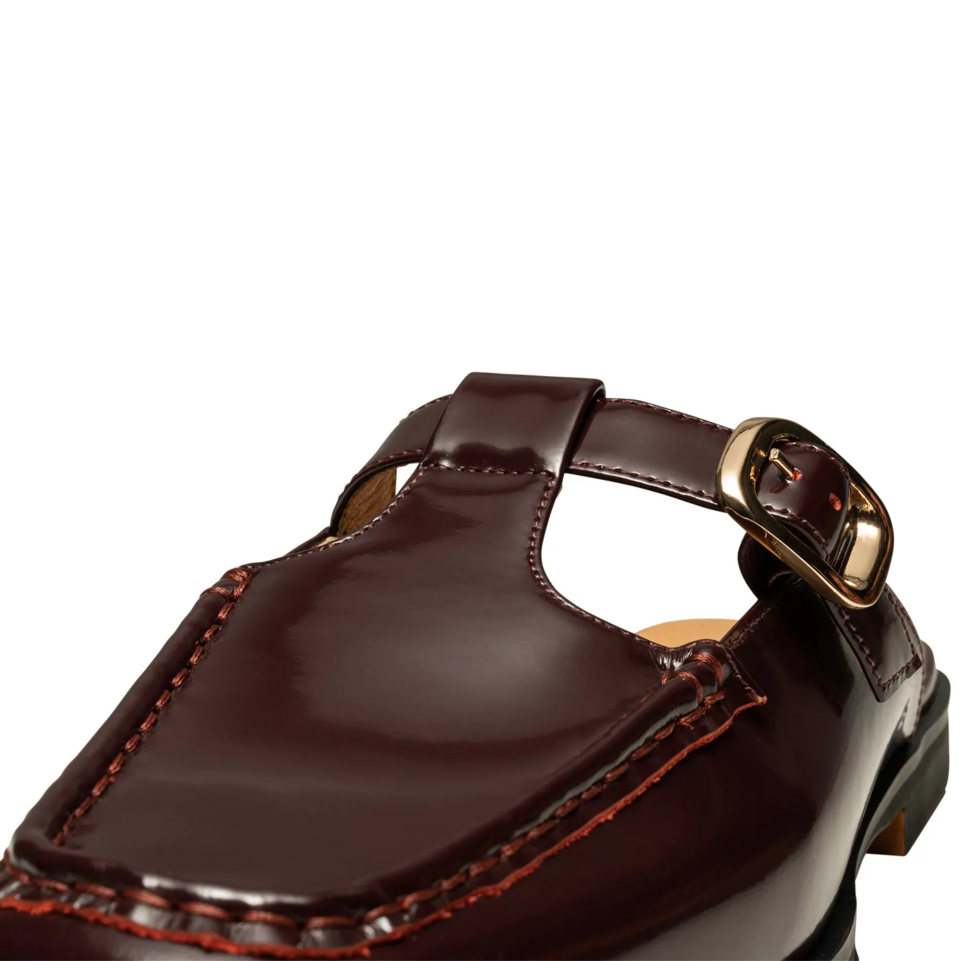 Erika slide leather - BORDEUX HIGH SHINE