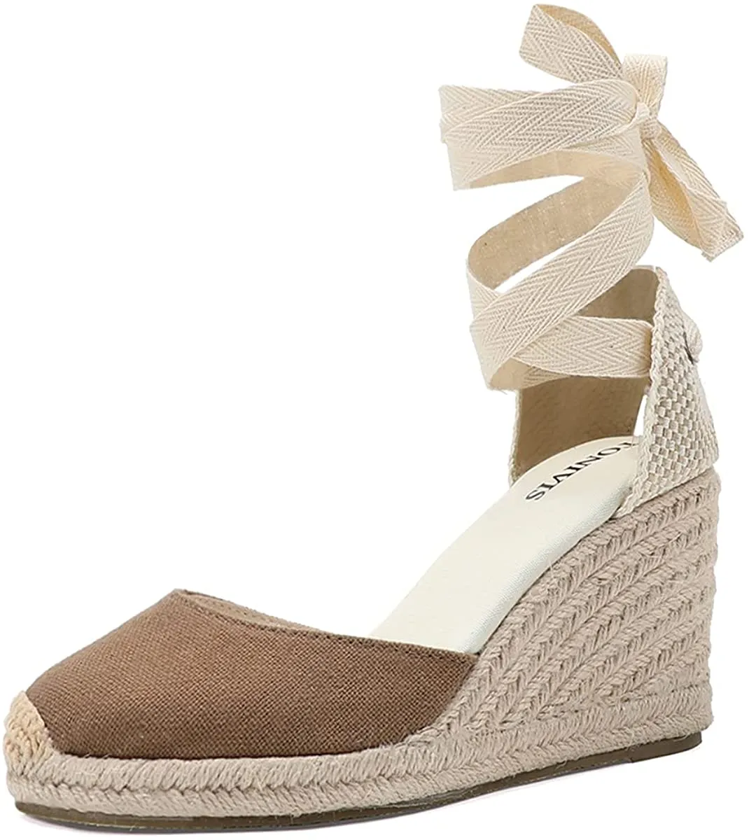 Espadrilles Platform Wedges Brown Closed Toe Classic Summer Sandals