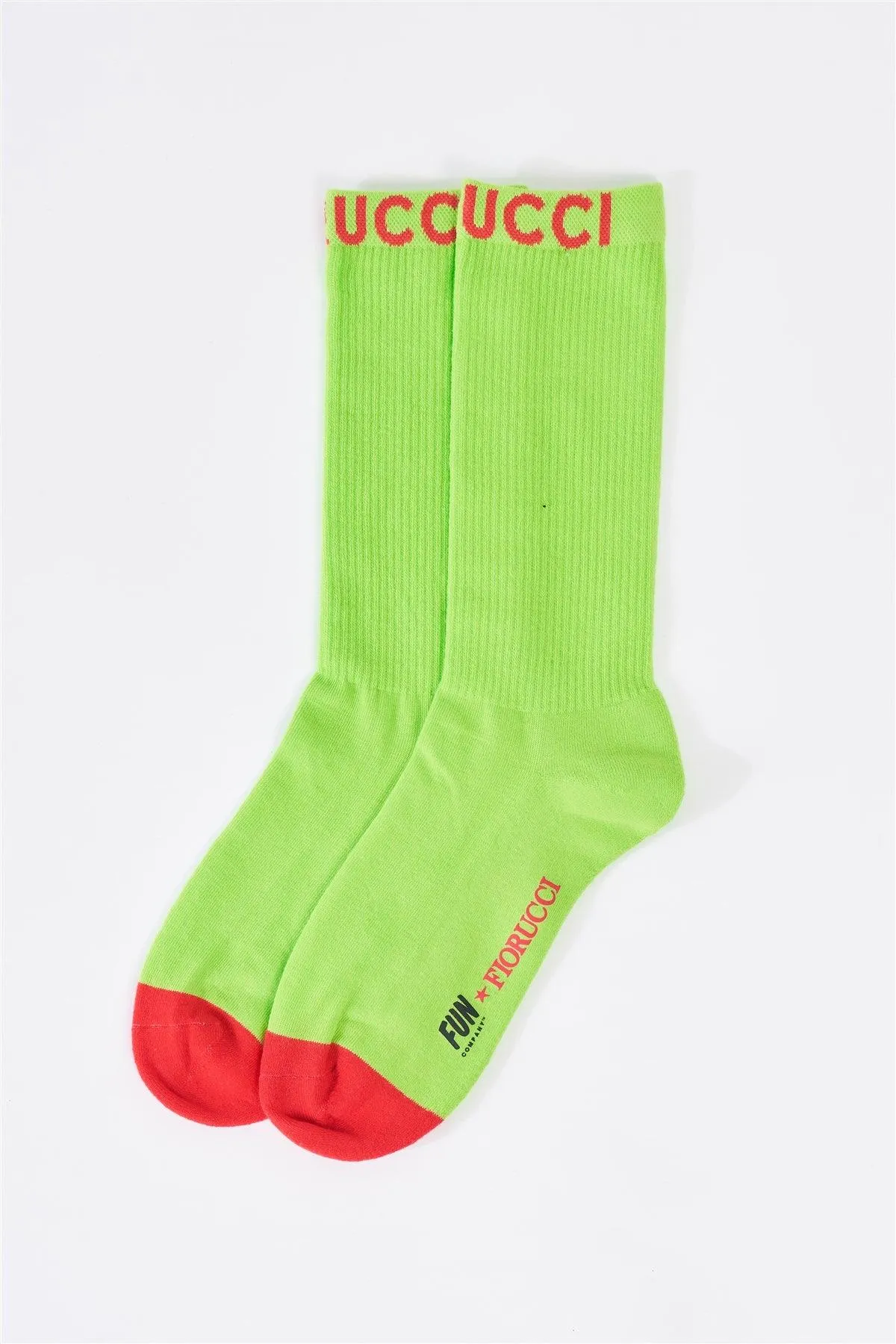 Fiorucci x Fun Neon Green Red Mid Calf Socks