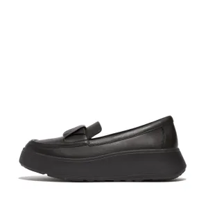 FitFlop F-mode Folded-Leather Flatform Loafers Black