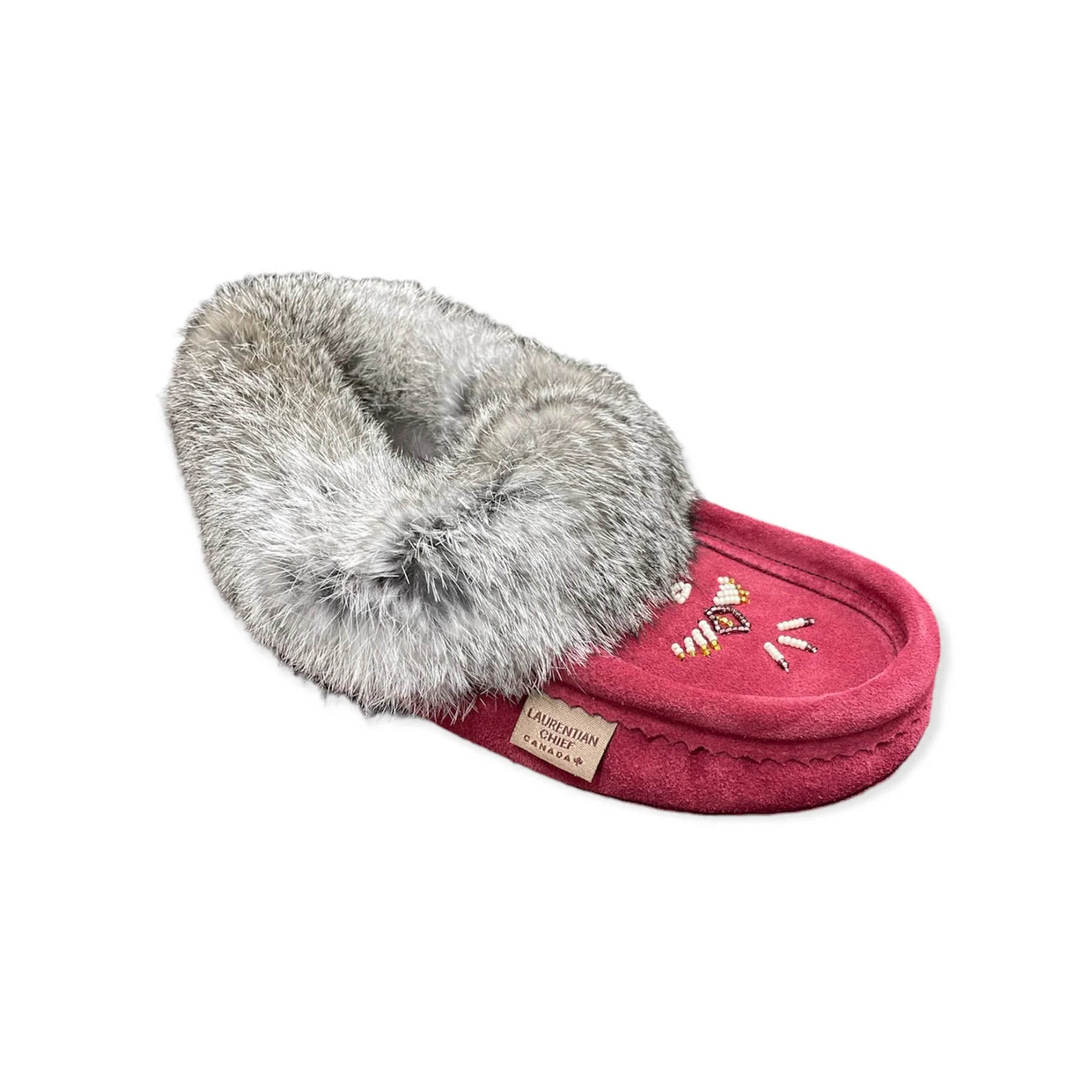 Fur Moccasin - Burgundy Suede