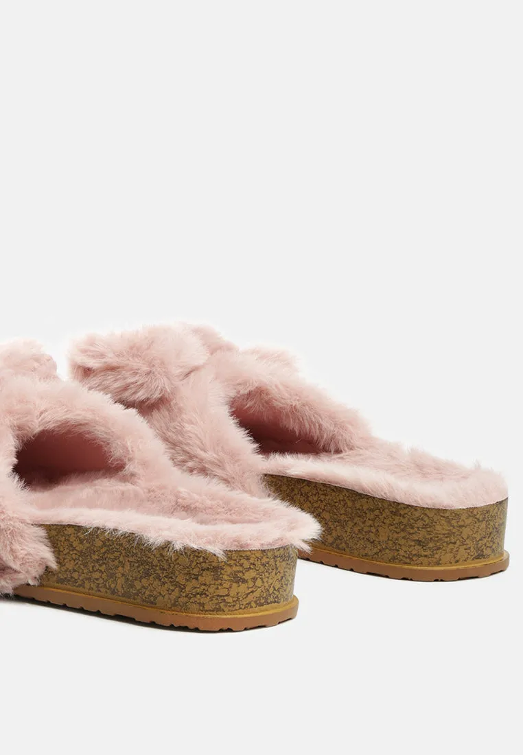 Fuzz Bow Fur Flats