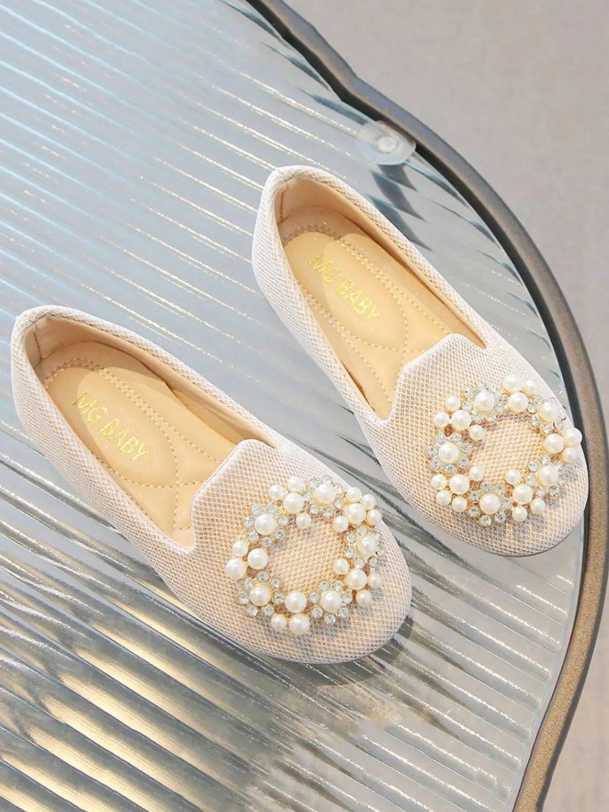 Girls Elegant Pearl Loafers by Liv and Mia