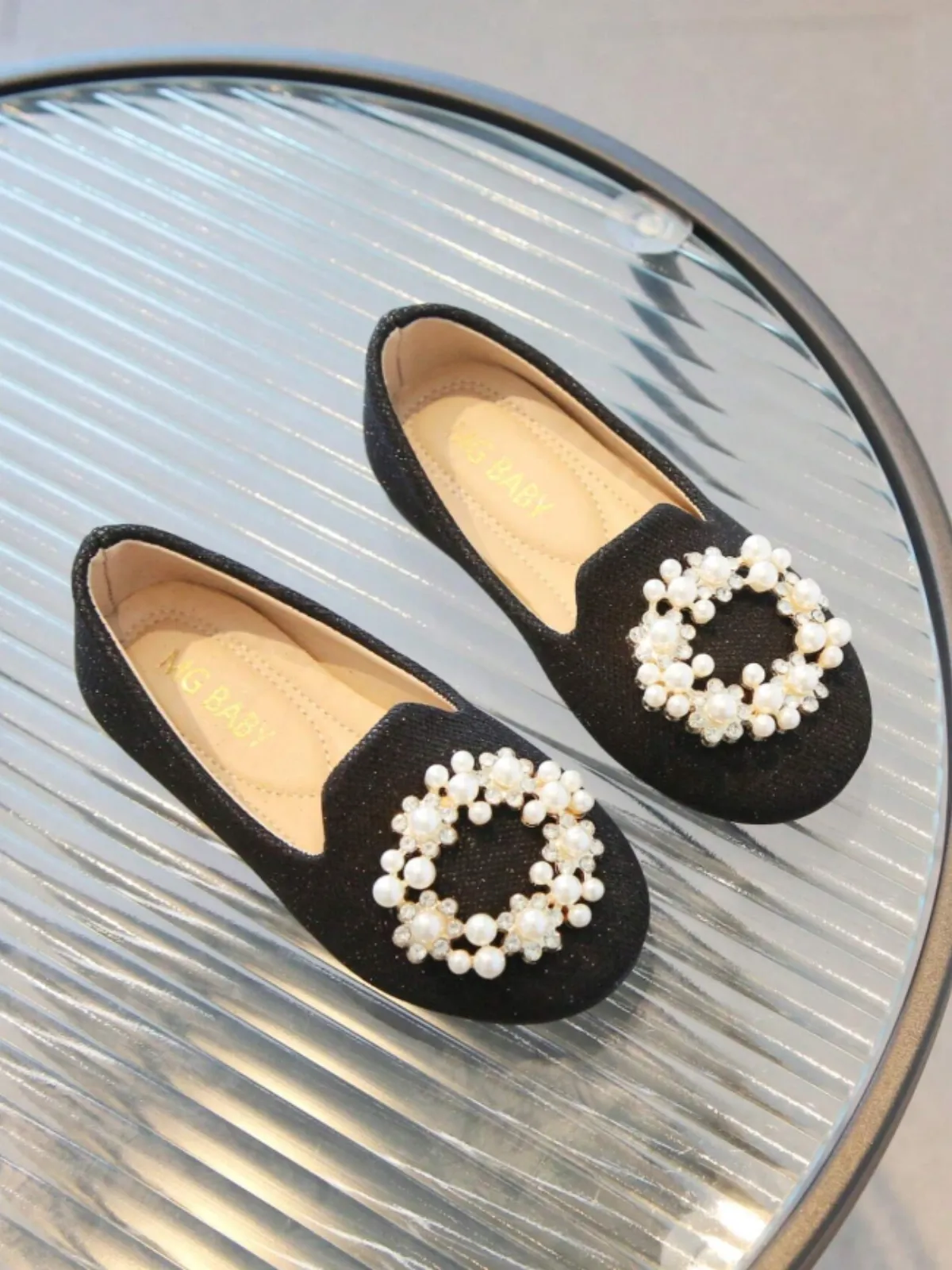 Girls Elegant Pearl Loafers by Liv and Mia