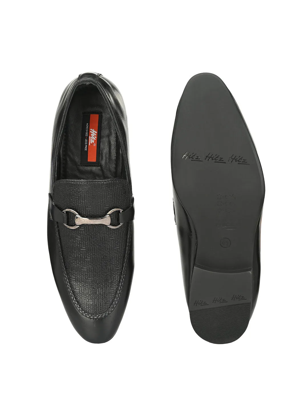 HITZMS_4709 Men's Black Synthetic Party Wear Slip-On Shoes