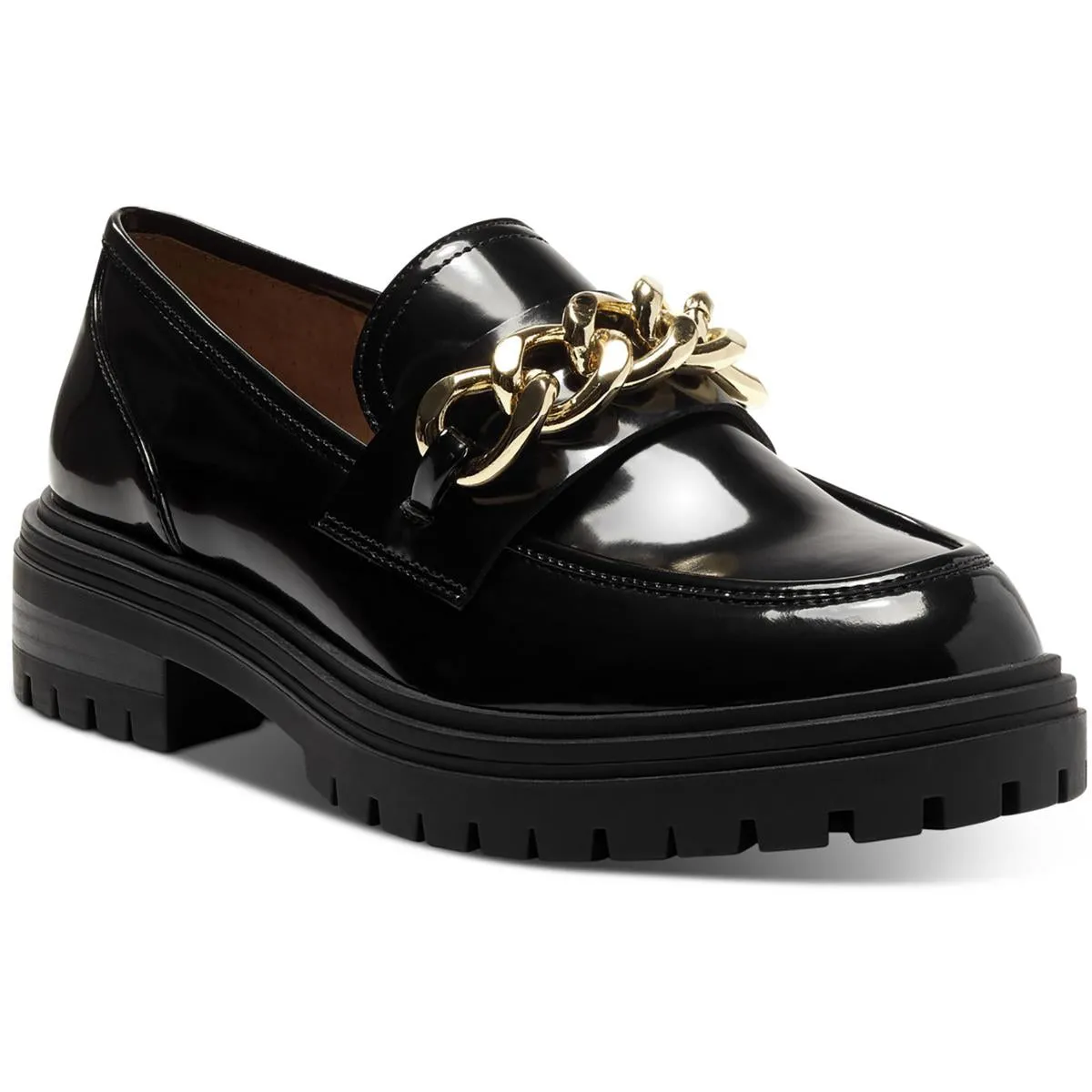 INC Womens Brea Patent Chain Trim Loafers