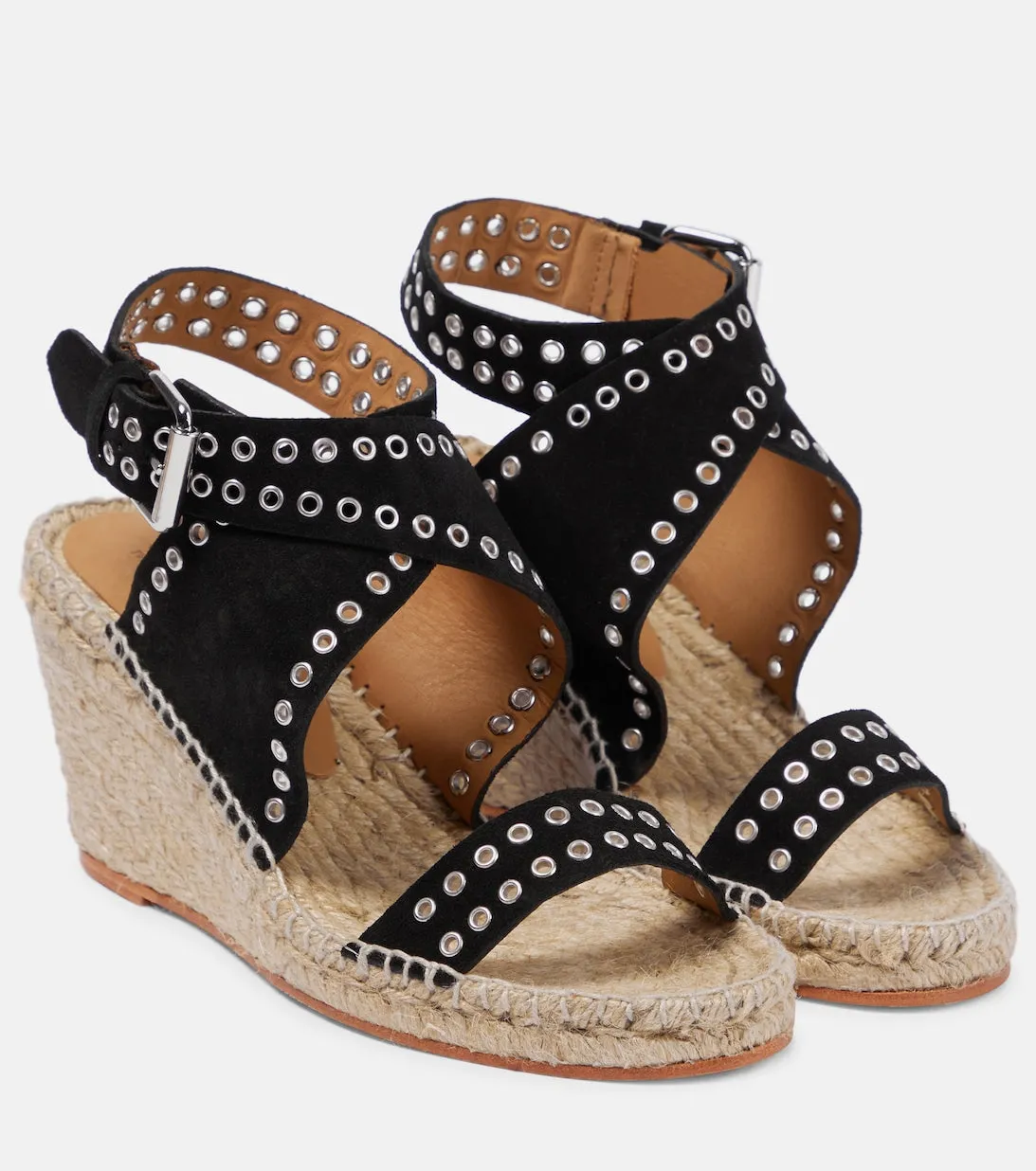 Isabel Marant Iriane Suede Wedge Espadrilles With Studs, Black