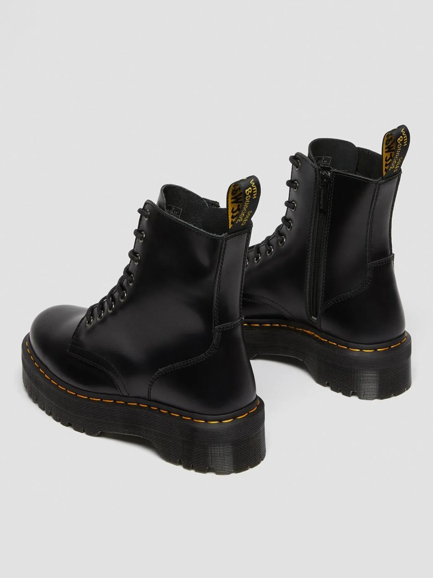 Jadon Polished Smooth Platform Black Boots