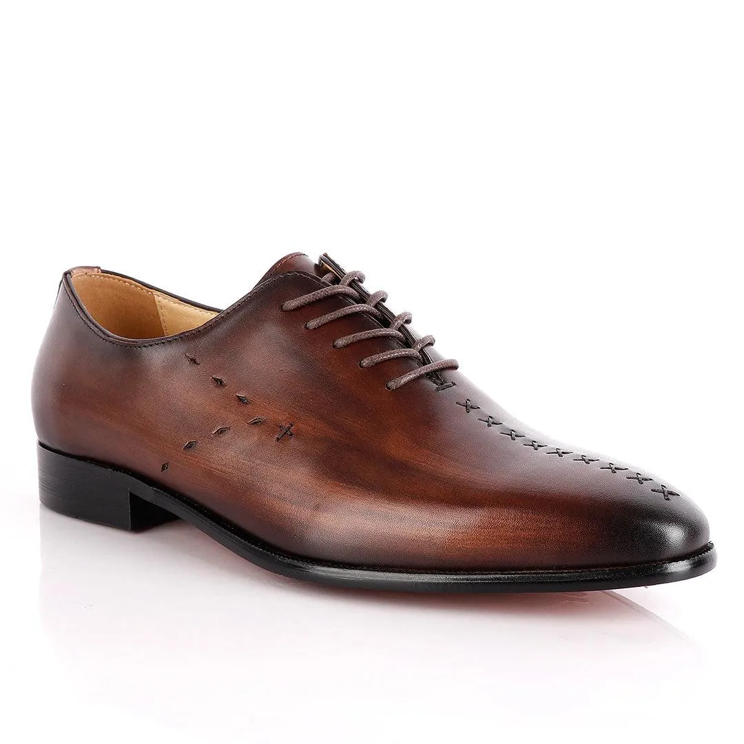 Jat Janer Plain Stiches Laceup Coffee Brogue Shoe