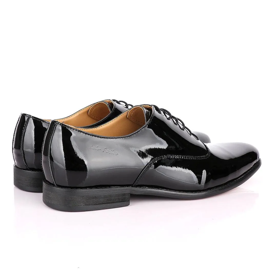 John Foster Black Patent Lace Up Wetlips Shoe