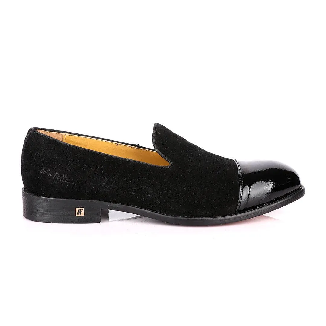 John Foster Half Wetlips And Suede Black Loafer Shoe