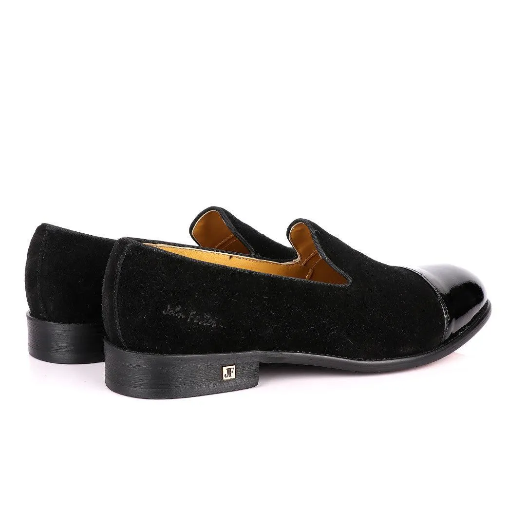 John Foster Half Wetlips And Suede Black Loafer Shoe