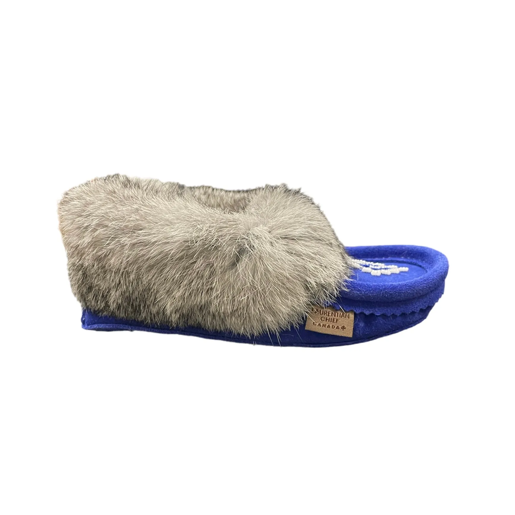 Kid’s Fur Moccasin - Royal Blue Suede