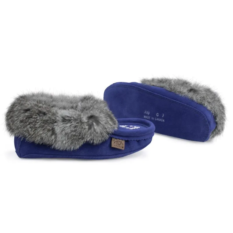 Kid’s Fur Moccasin - Royal Blue Suede