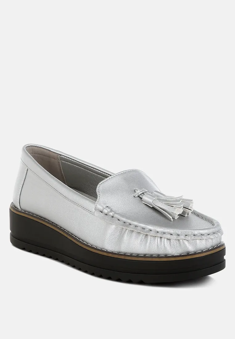 Larana Metallic Tassel Detail Loafers