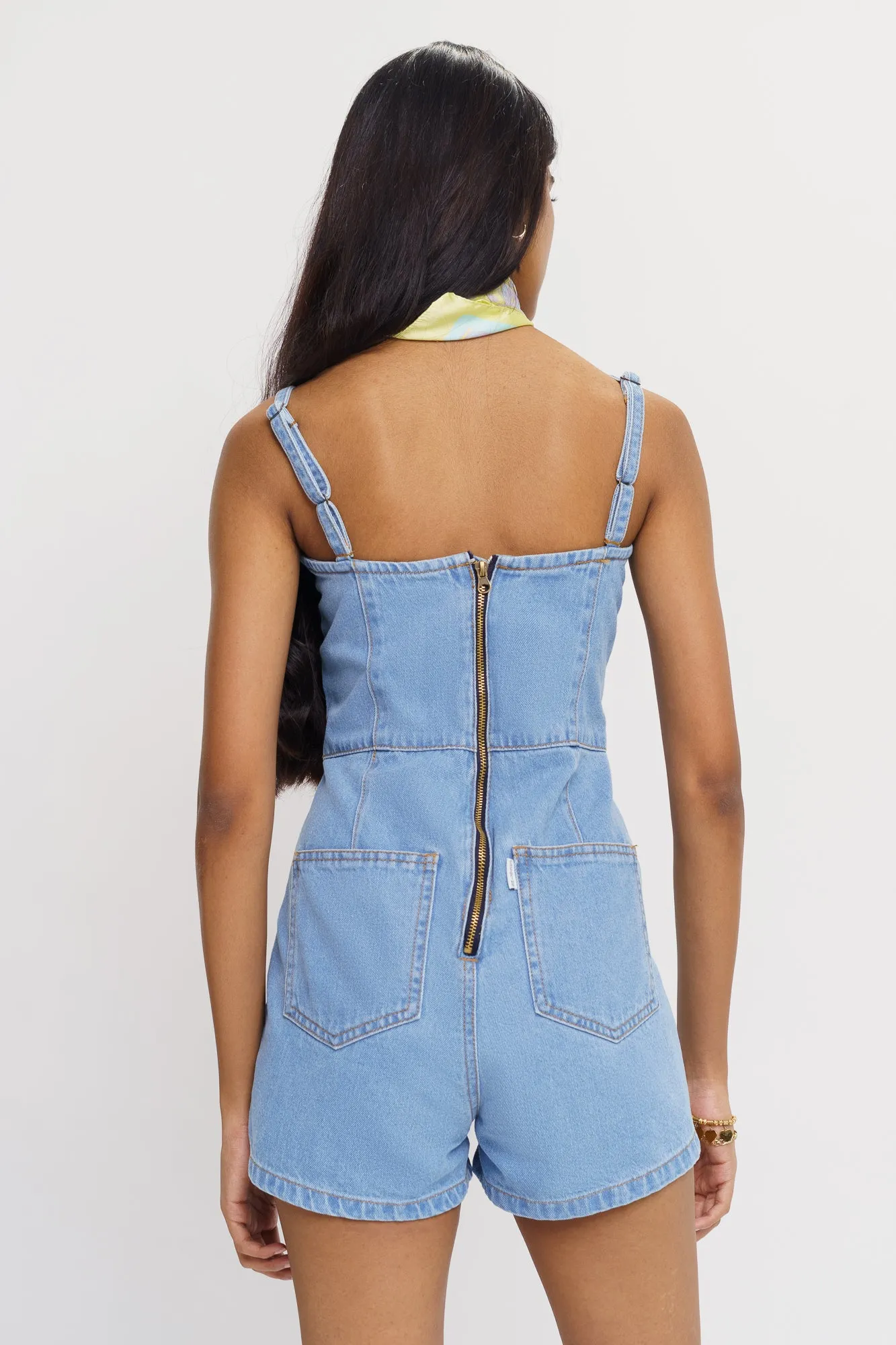 Light Indigo Denim Romper