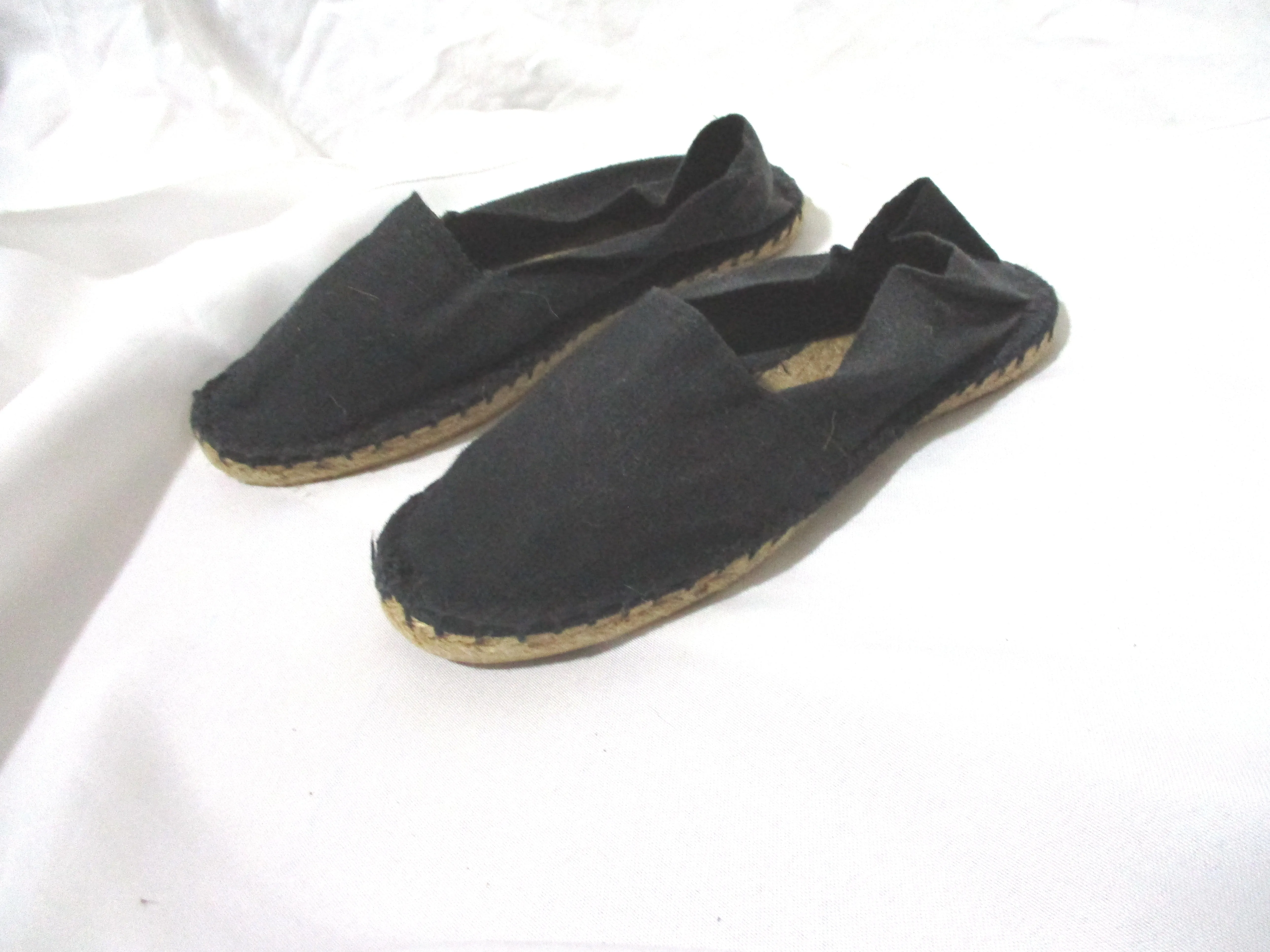 MADE IN FRANCE ESPADRILLE Shoe 36 BLACK Canvas SLIPPER  LOAFER Moc