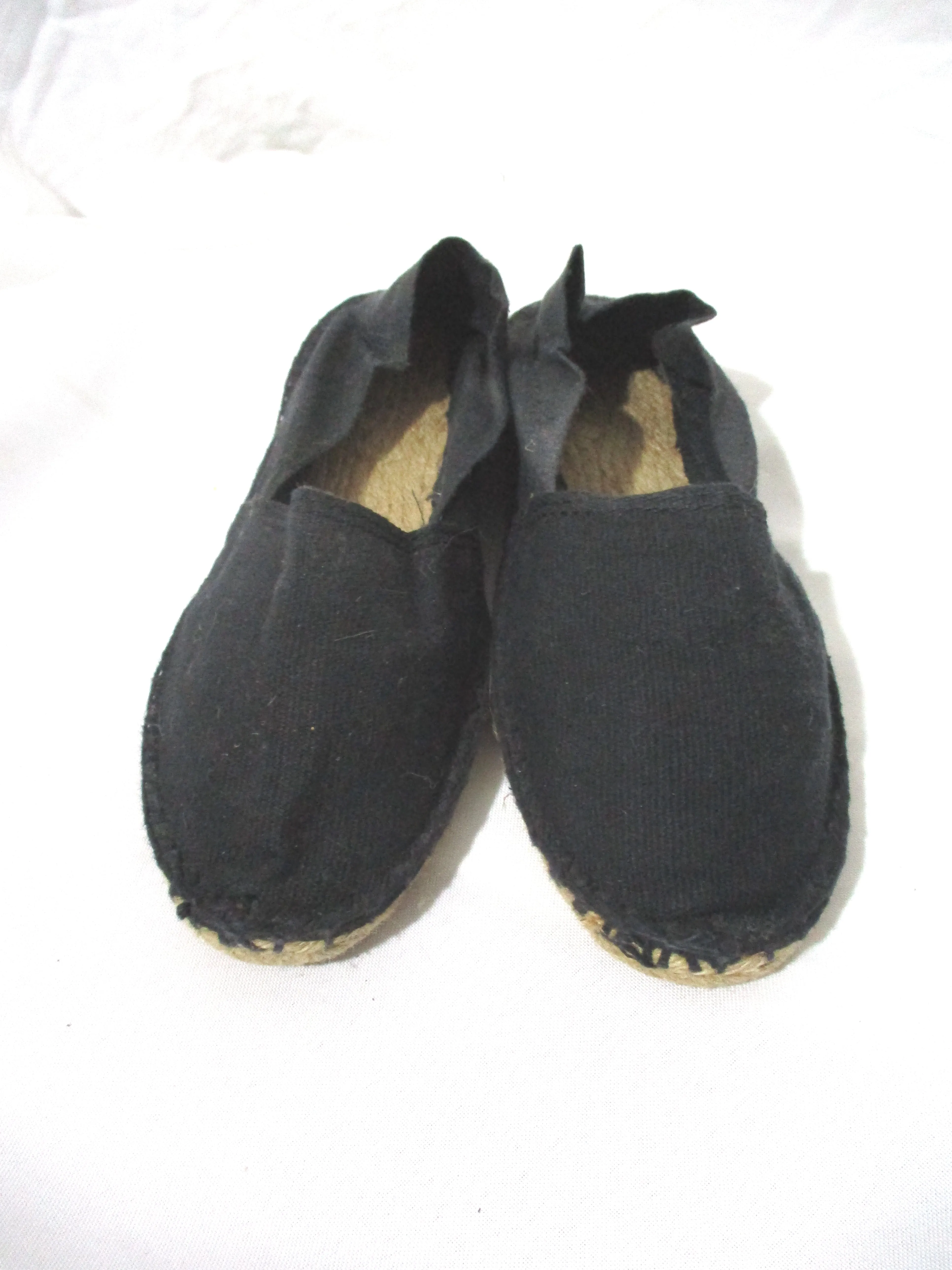 MADE IN FRANCE ESPADRILLE Shoe 36 BLACK Canvas SLIPPER  LOAFER Moc