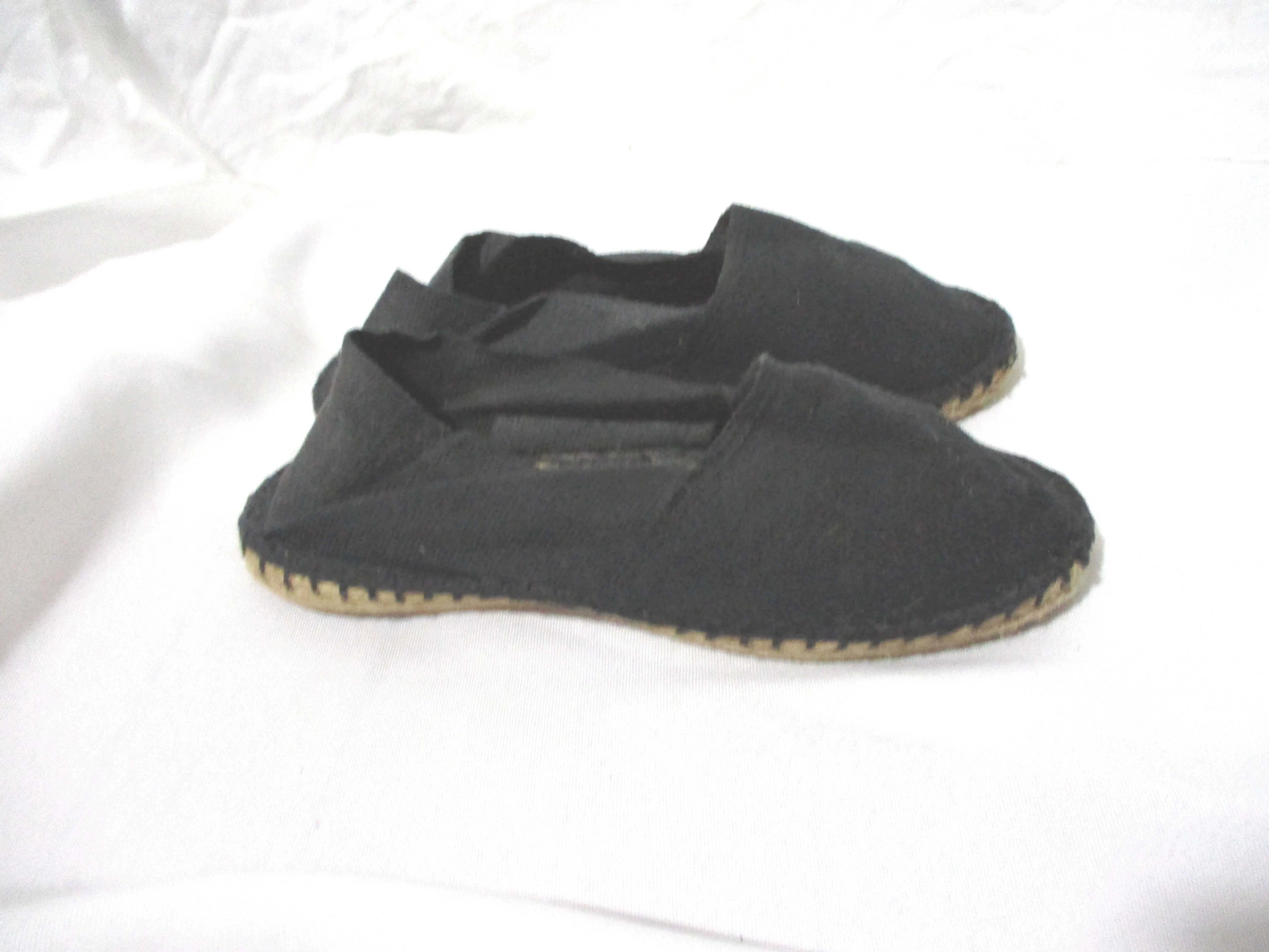 MADE IN FRANCE ESPADRILLE Shoe 36 BLACK Canvas SLIPPER  LOAFER Moc