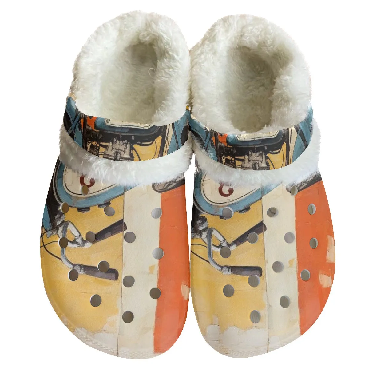 Mc#11 Men's Classic Clogs with Fleece, motorcycle print