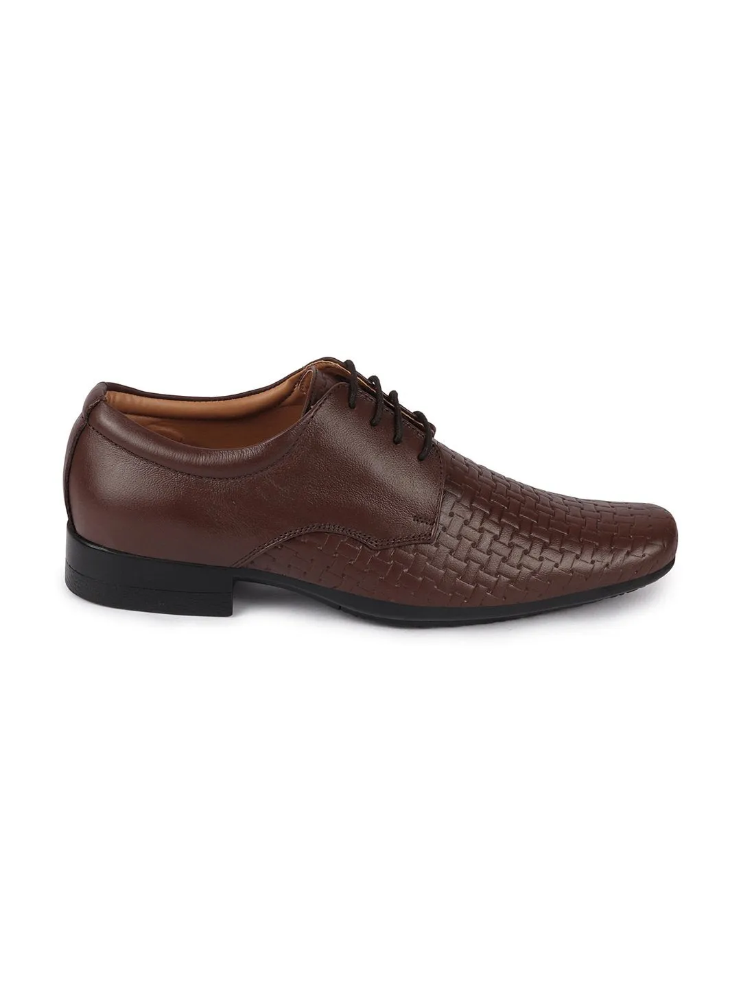 Men Brown Formal Leather Lace Up Shoes