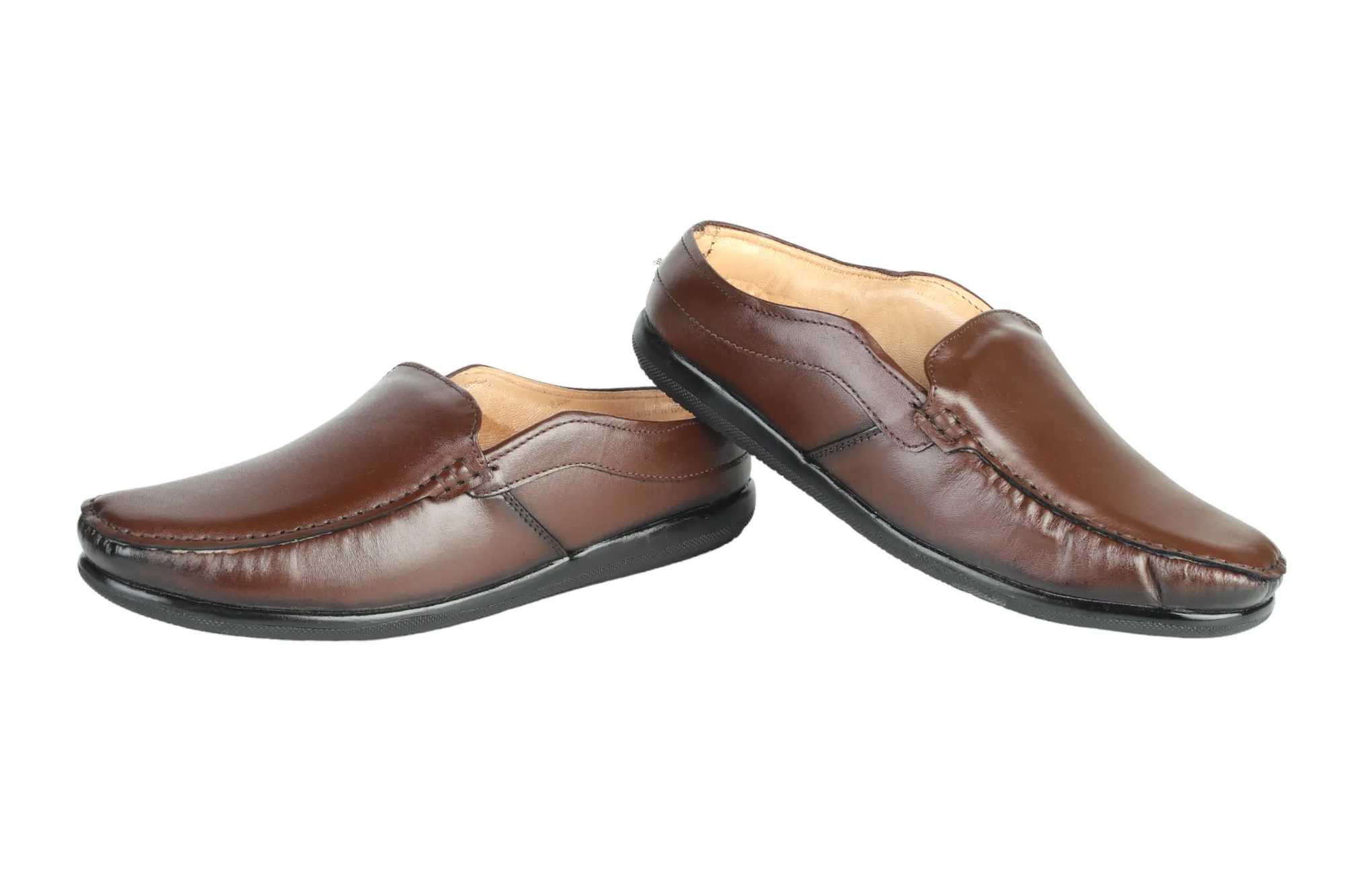 MENS BROWN LEATHER HALF SHOE 98835