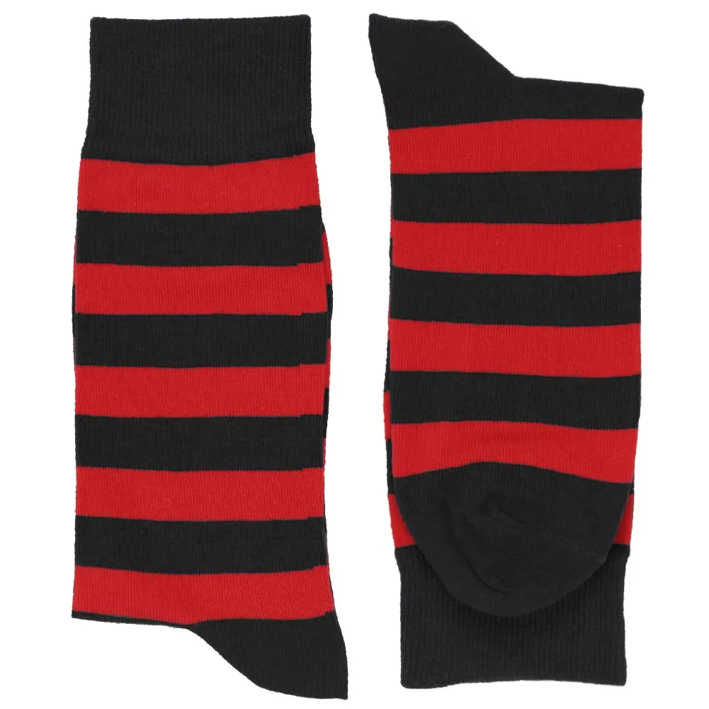 Men's Red and Black Striped Socks