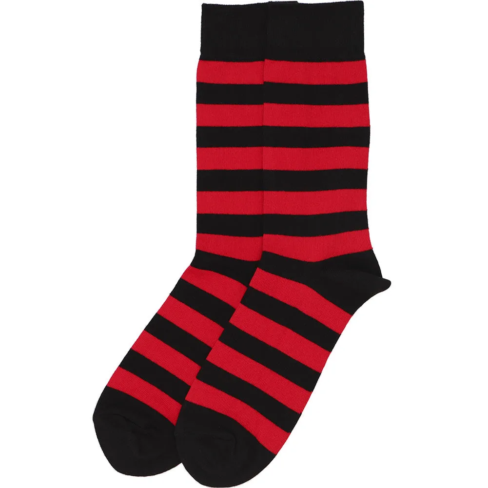 Men's Red and Black Striped Socks