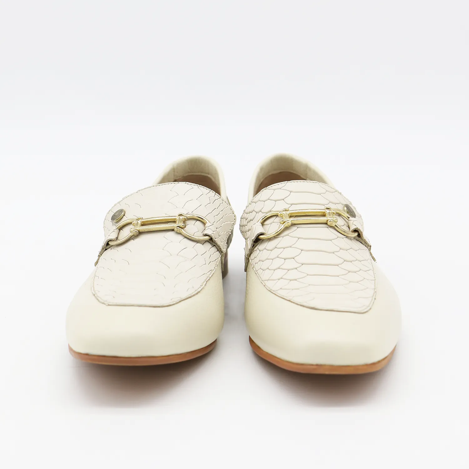 Natural loafers in off white leather womens shoes