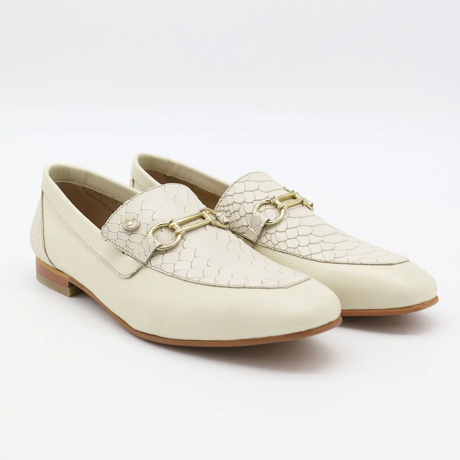 Natural loafers in off white leather womens shoes